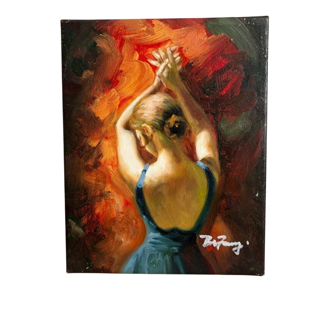 Original Ballerina Oil Painting on Canvas Signed 8x10 Dancer Wall Art Colorful